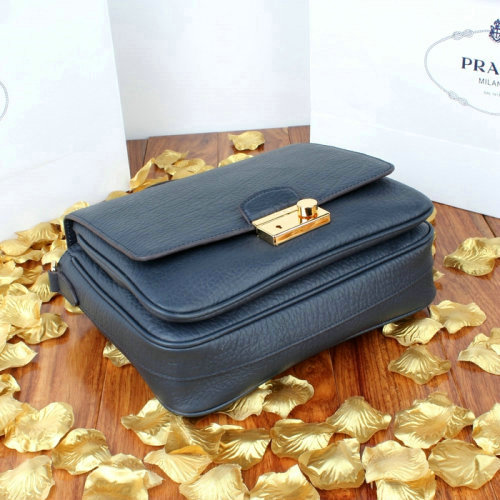 2014 Prada grainy leather mini bag BT0966 blUE